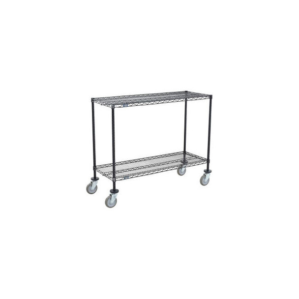 Nexel 2 Shelf Shelf Cart Black Epoxy 36""W x 18""D x 40""H Poly Casters 4 Swivel