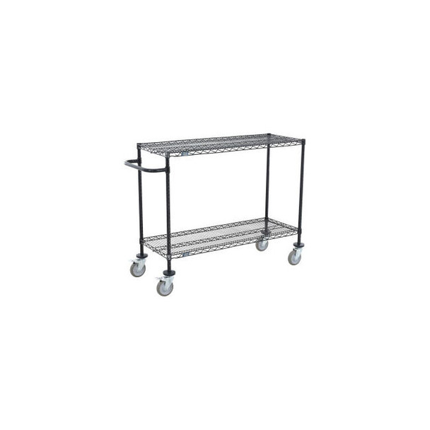 Nexel 2 Shelf Push Cart Black Epoxy 36""L x 18""W x 40""H Poly Casters 4 Swivel