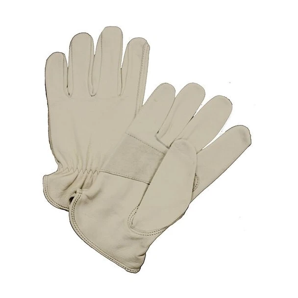 Leather Drivers Gloves, Shirred Slip-On Cuff, Keystone Thumb, Beige, 2XL, 12 PK