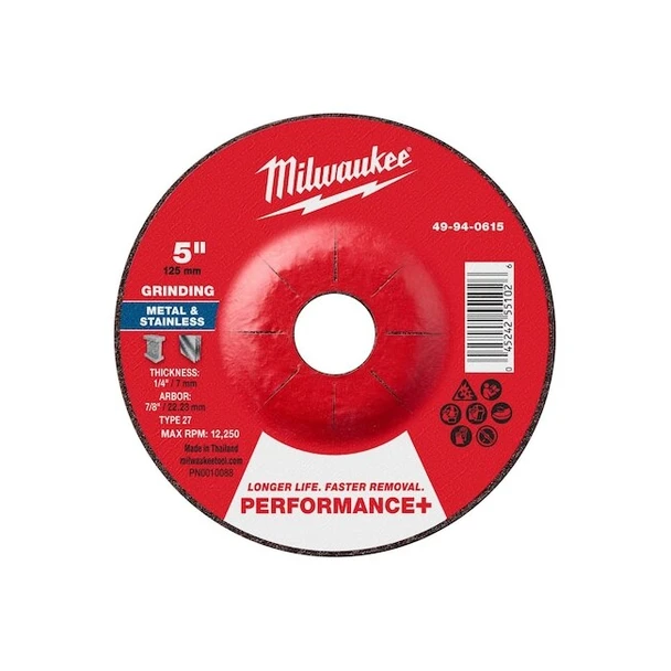 Milwaukee Tool Grinding Wheel,5" dia. 49-94-0615