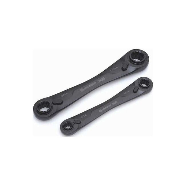 Crescent 2 Piece X6 4-in-1 Black Oxide Spline Ratcheting SAE Wrench Set CX6DBS2