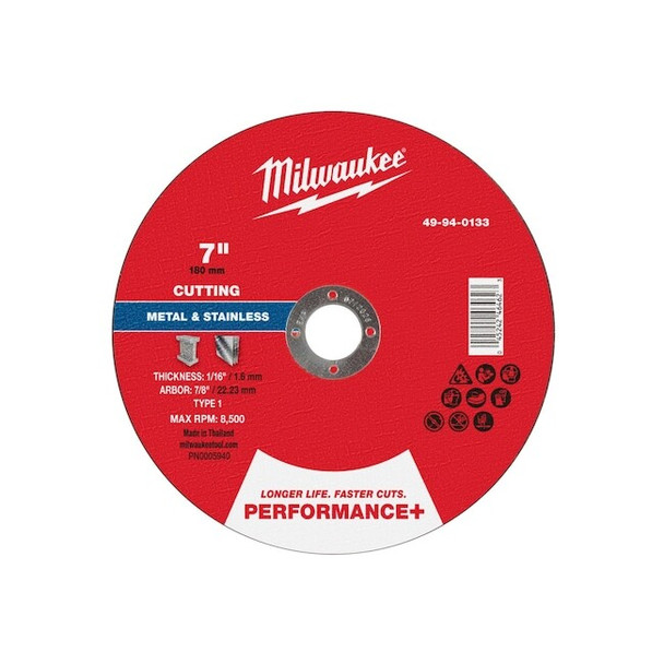 Milwaukee Tool Cut-Off Wheel,7/8" Sz,7" dia. 49-94-0133