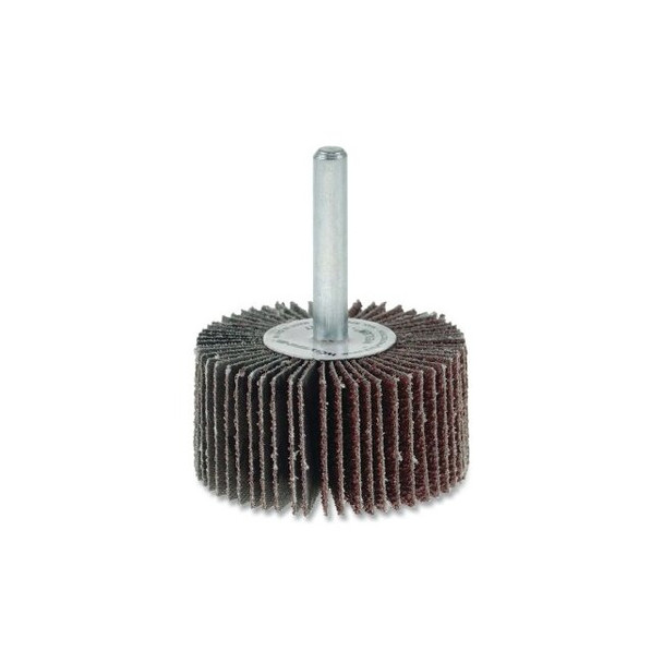 Wolverine® Mounted Flap Wheel, Unthreaded, 1/4 in dia Stem x 1-1/2 in dia x 1 in W, 60 Grit, 25000 RPM Pack of 10