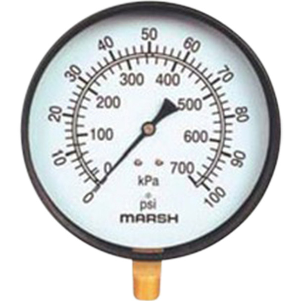 3.5" DIAL, 1/4 NPT, LM DRY, STL/BRASS, 160PSI/KPA, TWIST ON LENS. J8052