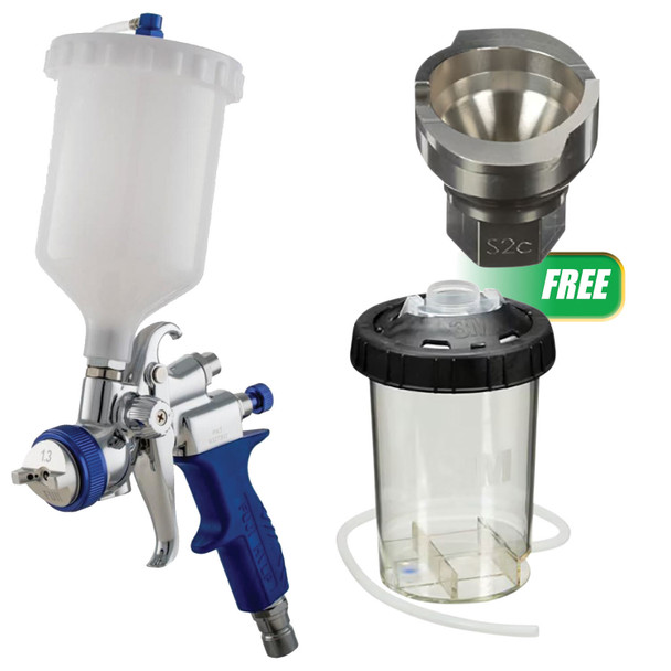 Spray Gun - T-75G Gravity Fee/ PPS Adapter 2C 6mm F1.5mm Thread/Series 2 MD Pressure Cup Bundle MDW5175GDW