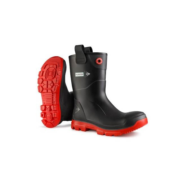 Dunlop RubberBoot,12D,Mid-Calf,Black;Red,PR LJEHE42.12