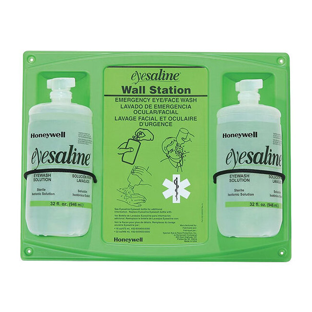 Honeywell Eyesaline® Double Eyewash Wall Stations, 16 oz, 4/Case