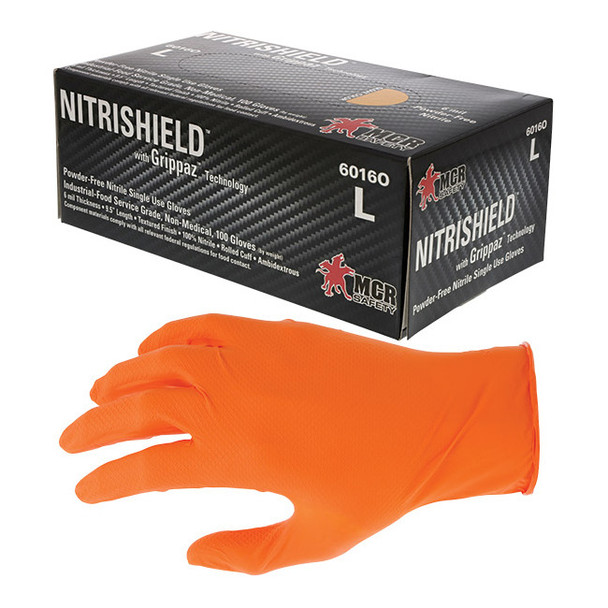 MCR Safety® NitriShield® Grippaz™ Disposable Nitrile Gloves, Powder-Free, 6 mil