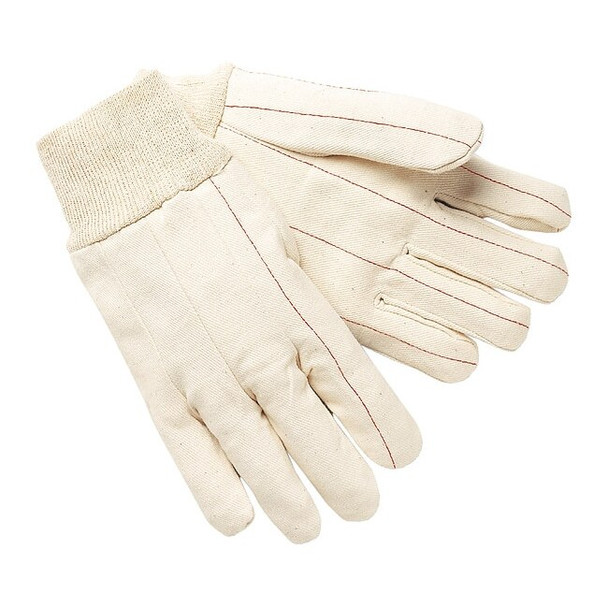 Mcr Safety Knit Gloves, Canvas, Cotton, Knit, Beige, Red, M, 12 PK 9018CM