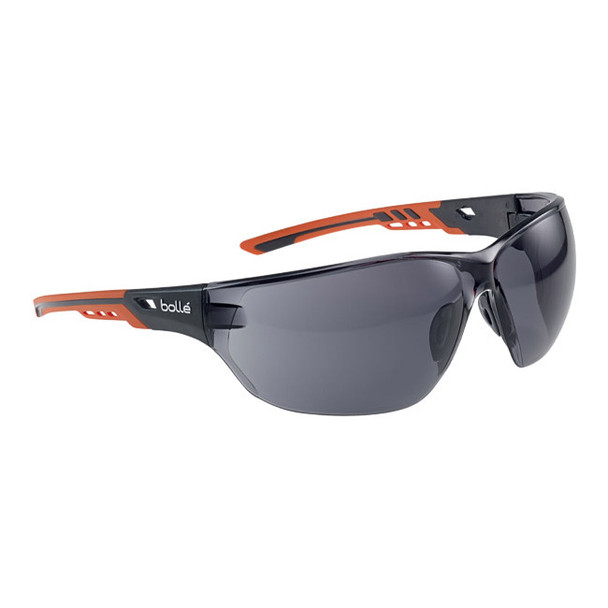 Bolle Safety Ness+ Safety Glasses, Black/Orange, Smoke Lens, 1/Each