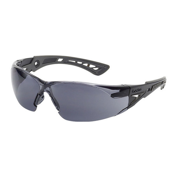Bolle Safety Rush+ Safety Glasses, Black/Gray Frame, Smoke Lens, 1/Each
