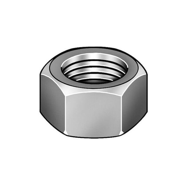 Hex Nut, 7/8"-9, Steel, Grade 5, Zinc Plated, 3/4 in Ht, 300 PK