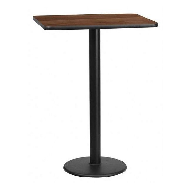 Rectangle Walnut Table,Rctngl w/Round Base,24"x30", Laminate Top, Wood Grain