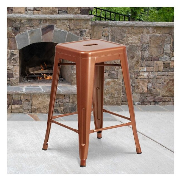 4PK 24" High Backless Copper Counter Height Stool