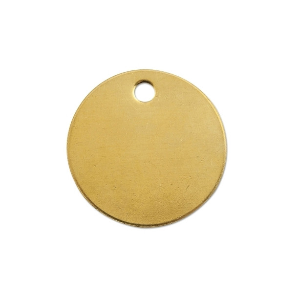 Brass Tags, 18 gauge, 1 1/2 in Diameter, 3/16 in Hole, Round Pack of 100