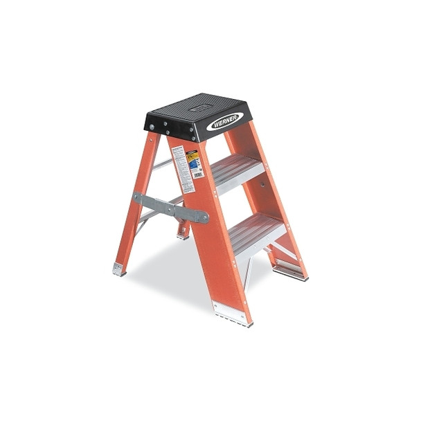 Fiberglass Step Stand, 3 ft L, 375 lb, Orange/ Black