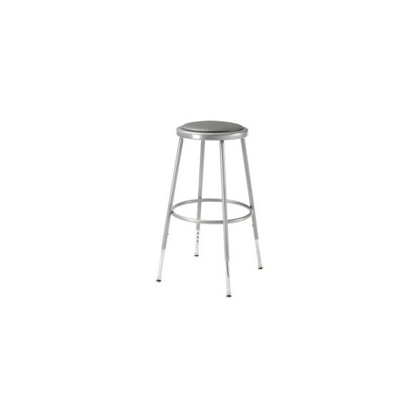 Interion Steel Shop Stool with Padded Seat - Adjustable Height 25"" - 33"" - Gra