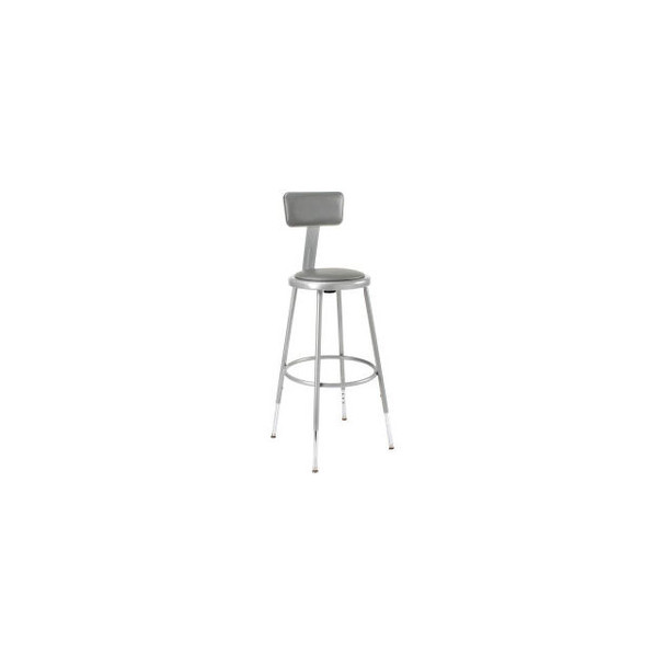 Interion Steel Shop Stool w/Backrest and Padded Seat - Adjustable Height 25 - 33