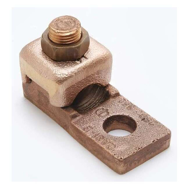 Burndy Mechanical Lug, 1 AWG Max, 1 Conductor, 1 Hole, 1/4 in Stud, Copper QA1CB