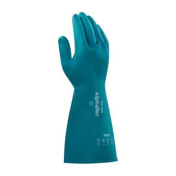 AlphaTec Chemical Resistant Gloves, Nitrile, 15 in L, 28 mil, Green, 10, 1 PR