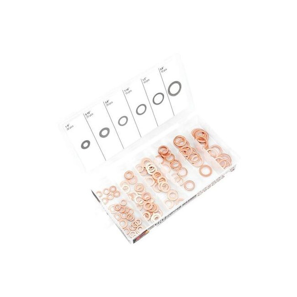 Performance Tool Washer Assortment, ,Copper Plain Finish, 110 PCS W5217
