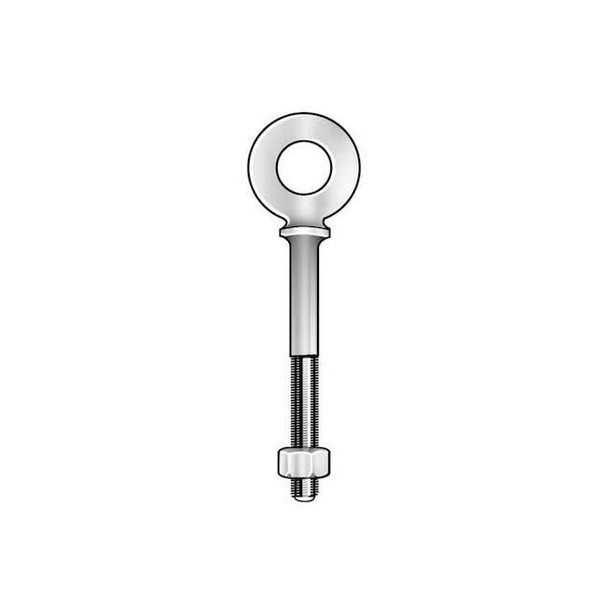 Eye Bolt With Shoulder, 1"-8, 12 in Shank, 2 in ID, Steel, Plain