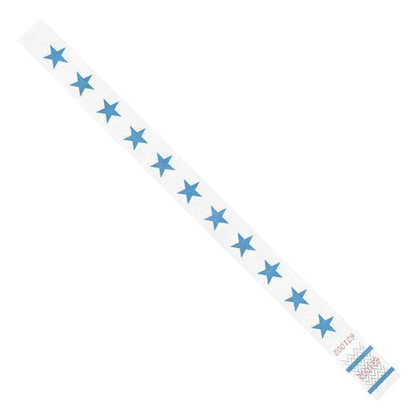 Tyvek Wristbands, 3/4" x 10", Blue Stars, PK500 WR104BE
