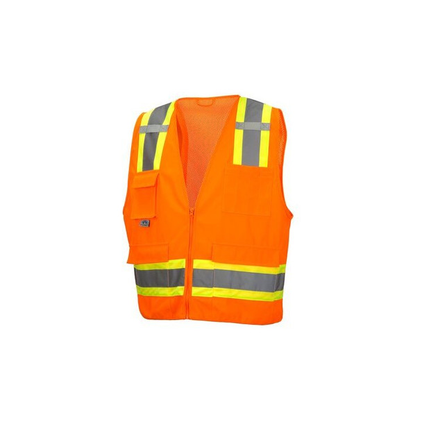 Pyramex Safety Vest, Hi-Vis, Orange, Medium RVZ2420M