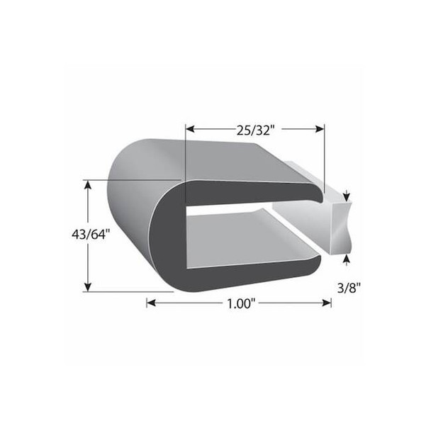 Trim-Lok Rubber Edge Trim, 50ft L,  11/16 in W X1016-50