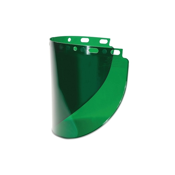 High Performance Wide View Faceshield Window, Dark Green, Wide View, 16-1/2 in L x 8 in H