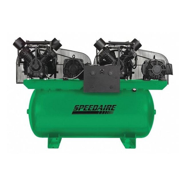 Speedaire Elec. Air Compressor, Duplex, 15HP, 100CFM 35WC65