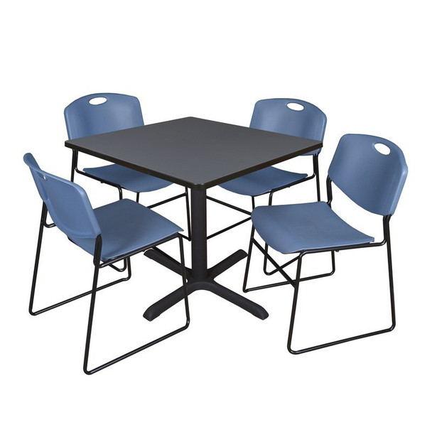 Cain Cain Square Table & Chair Set, Wood, Metal, Polypropylene Top TB3636GY44BE