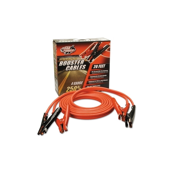 Automotive Booster Cables, 4/1 AWG, 16 ft, Red