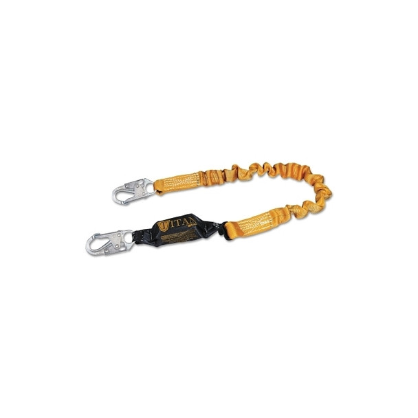 Titan Pack-Type Shock Absorbing Lanyard, Locking Snap Hooks, 1 Leg, Orange