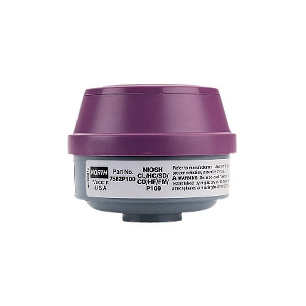 Combination Gas and Vapor Cartridge,White/Magenta, Acid Gas, P100 Filter
