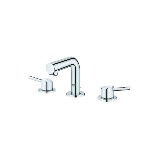 Grohe Manual Straight Spout Bathroom Faucet, 8" Mount, Chrome 3 Hole 20572001