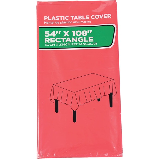 54 In. x 108 In. Red Rectangular Plastic Table Cover WM00971458