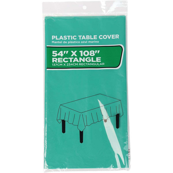 54 In. x 108 In. Emerald Green Rectangular Plastic Table Cover WM00971909