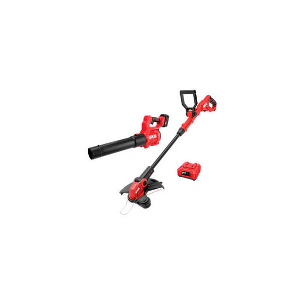 Skil 20V BL 12"" String Trimmer + 420CFM Leaf Blower Combo Kit with 4.0Ah Batter