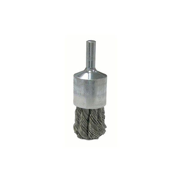 Vortec Pro Stem Mtd Knot Wire End Brushes, Carbon, 3/4 in Dia, .02 Wire