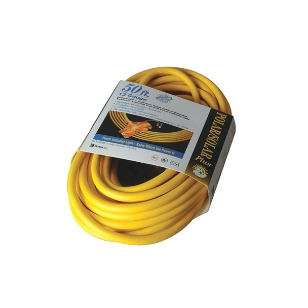 Tri-Source™ Polar/Solar Plus® Multiple Outlet Cord, 50 ft, 3 Outlets, Yellow