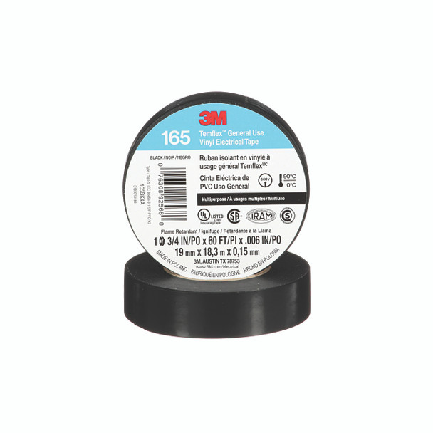 Temflex™ Vinyl Electrical Tape 165, 60 ft x 3/4 in, Black