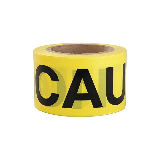 Barricade Tape, 3 in x 300 ft, Yellow, Caution