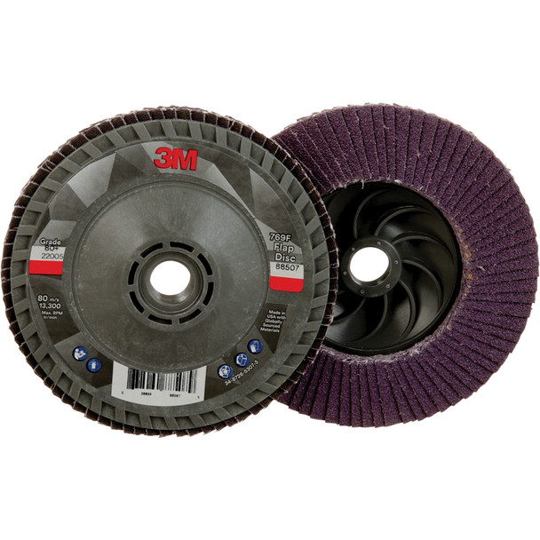 Flap Disc 769F, 80+, T29 Quick Change, 4-1/2 in x 5/8 in-11 7100243873