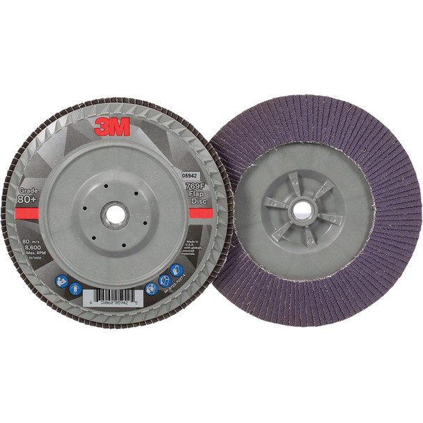 Flap Disc 769F, 80+, T27 Quick Change, 7 in x 5/8 in-11 7100178236