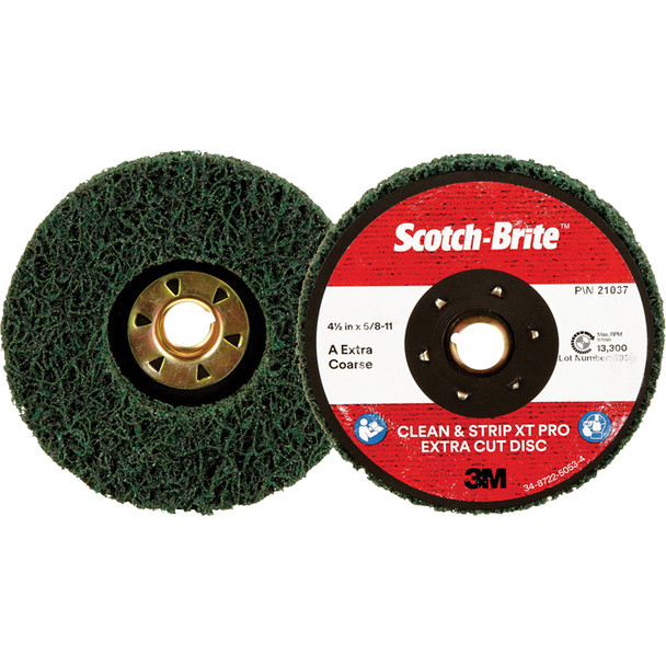 Scotch-Brite Clean/ Strip XTPro ExtraCut TN QuickChange Disc XCDN A/O XCRS Green 4-1/2inx5/8in-11 7100175465
