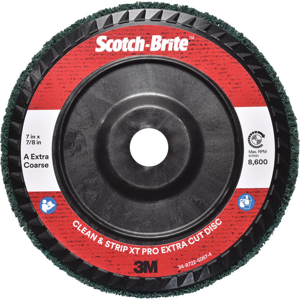Scotch-Brite Clean/ Strip XTPro ExtraCut Disc XC-DC A/O ExtraCoarse Green 7inx7/8 in Type 27 7100175508