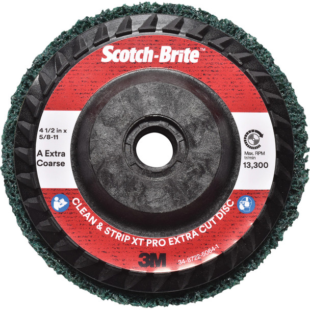 Scotch-Brite Clean and Strip XTPro ExtraCut Disc XC-DC A/O ExtraCoarse Green 4-1/2inx7/8in Type 27 7100175515