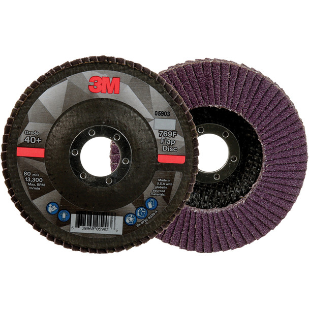 Flap Disc 769F, 40+, T27, 4-1/2 in x 7/8 in 7100177446