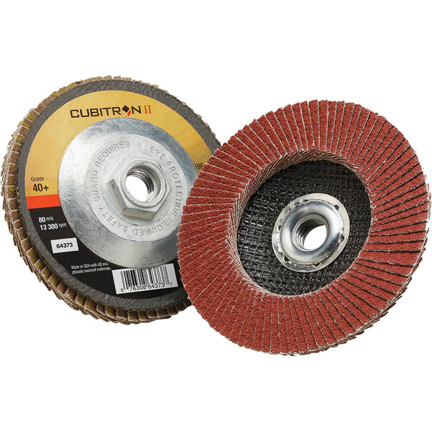 Cubitron™ II Flap Disc 969F, 40+, T27 Quick Change, 4-1/2 in x 5/8"-11 7100104925